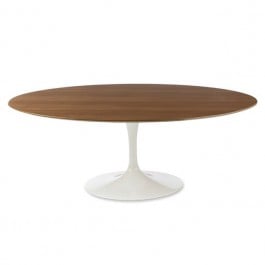 Eero Saarinen style, Tavolo da pranzo Tabella del tulipano Oval Top noce Base bianca