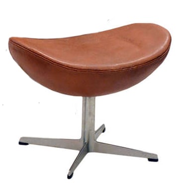 Arne Jacobsen style, Sgabello Egg chair pelle Cognac