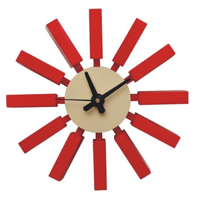 George Nelson style, Orologio da parete Block clock rosso