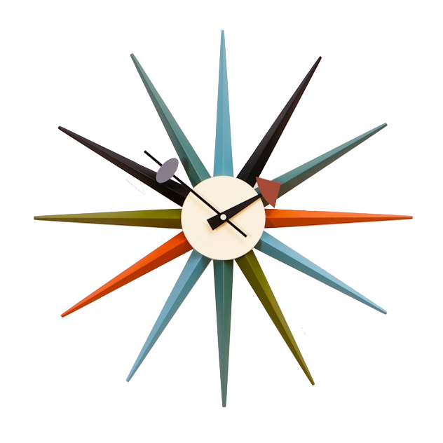 George Nelson style, Orologio da parete orologio Starburst multicolore