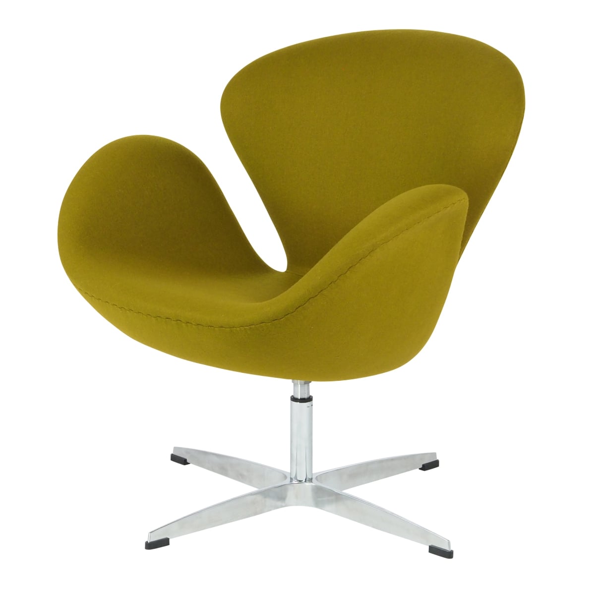 Arne Jacobsen style, Poltrona cigno Cashmere verde oliva