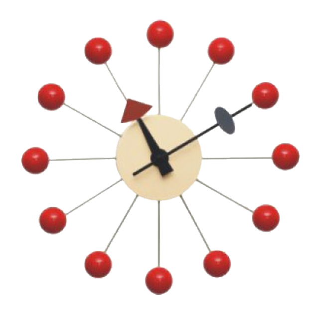 George Nelson style, Orologio da parete Ball Clock rosso