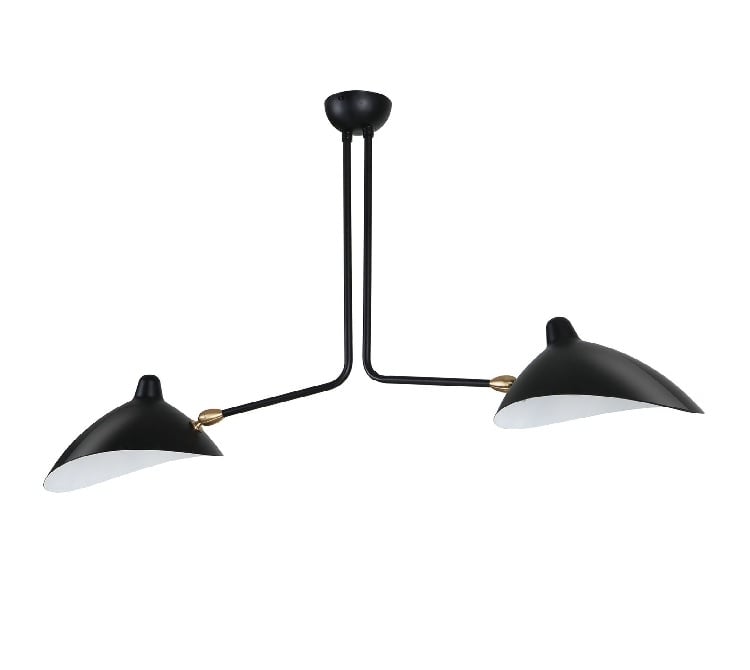 Serge Mouille style, Luce pendente Contemporary 2-braccio Nero