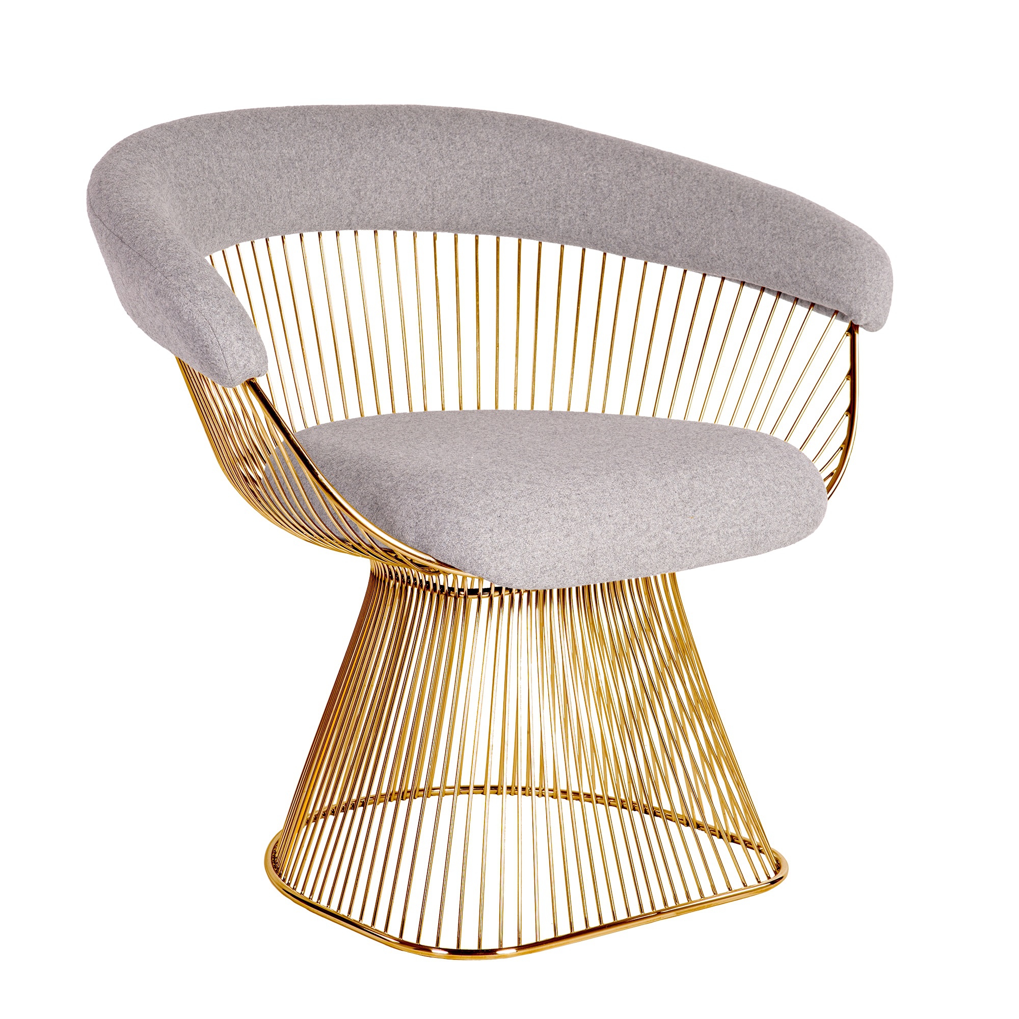 Warren Platner style, Sedia da pranzo Wire chair Oro Cashmere grigio chiaro