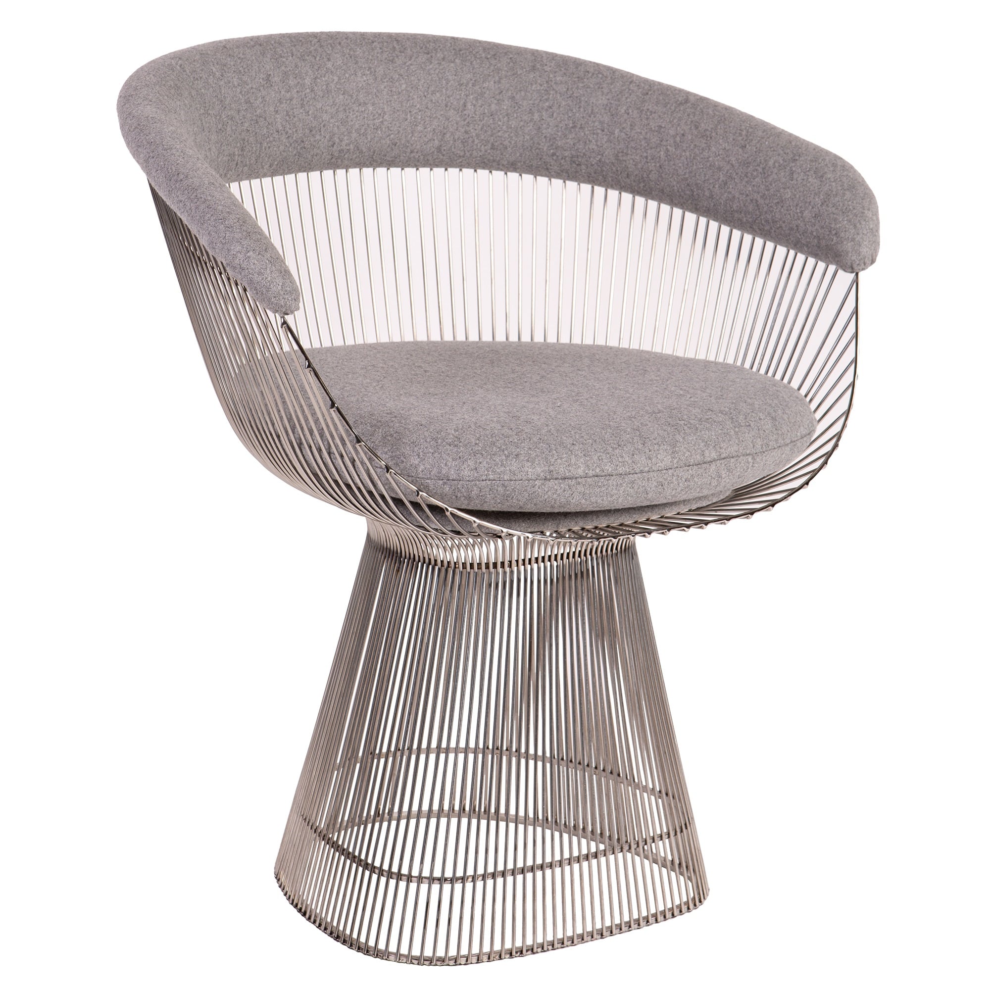 Warren Platner style, Sedia da pranzo Wire chair Cromo Cashmere grigio chiaro