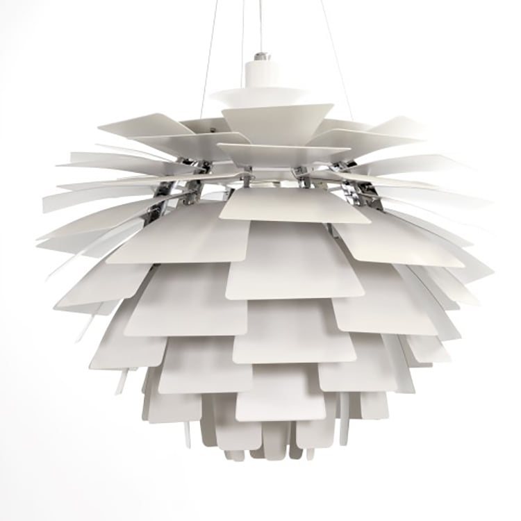 Poul Henningsen style, Luce pendente lampada Carciofo 48cm bianca