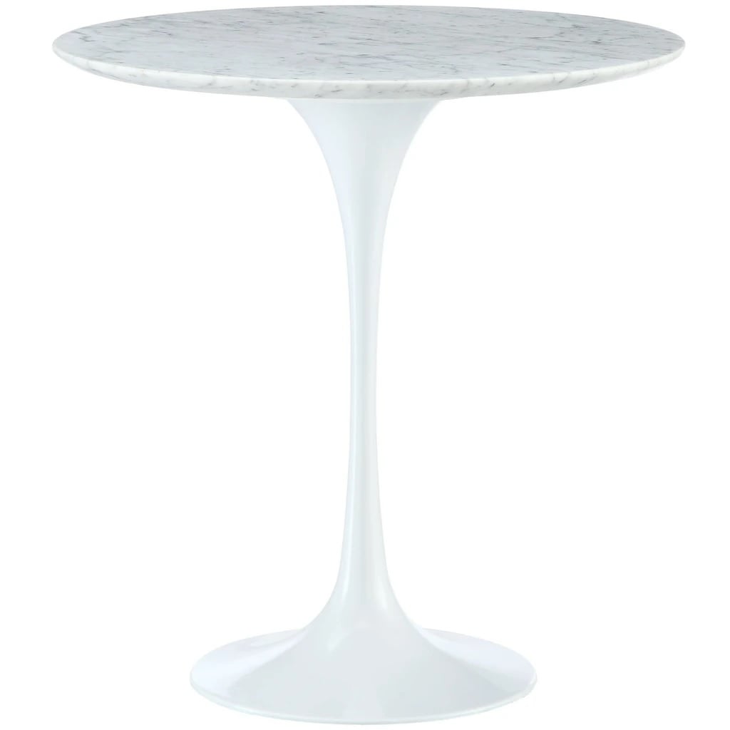 Eero Saarinen style, Tavolino Tabella del tulipano 50 centimetri Piano in marmo bianco Base bianco