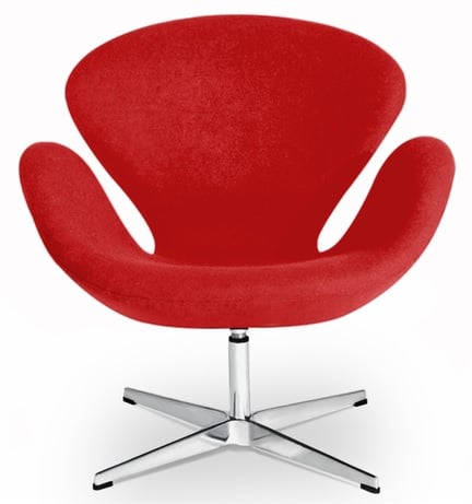 Arne Jacobsen style, Poltrona cigno cachemire rosso