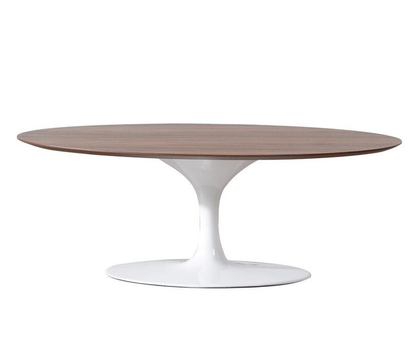 Eero Saarinen style, Tavolino da caffè Tabella del tulipano Oval Top noce Base bianca