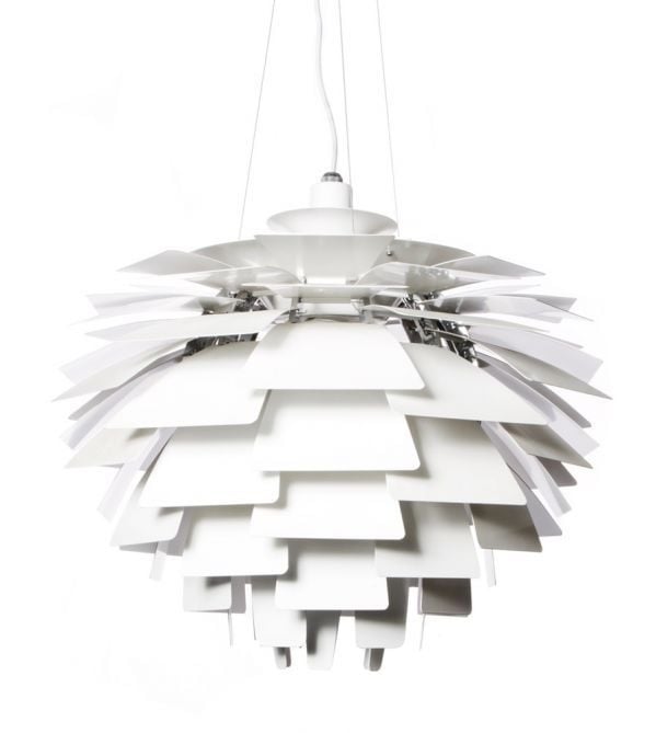 Poul Henningsen style, Luce pendente lampada Carciofo 72cm bianca
