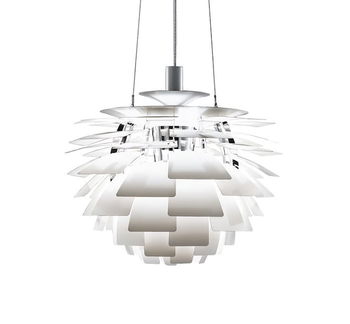 Poul Henningsen style, Luce pendente lampada Carciofo 56cm bianca