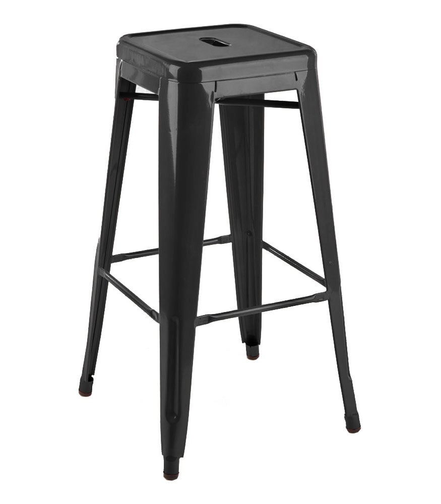 Xavier Pauchard style, Seggiola da bar Tolix style barstool 77 centimetri nero lucido